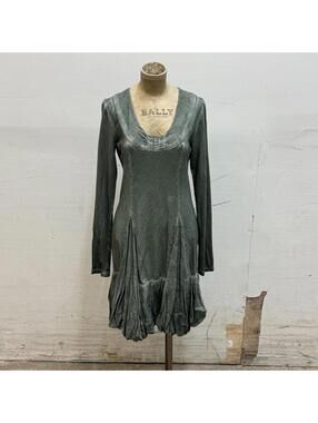 Vtg Mais Il Est Où Le Soleil? Cotton Mini Dress Green Bubble Hem S Mori